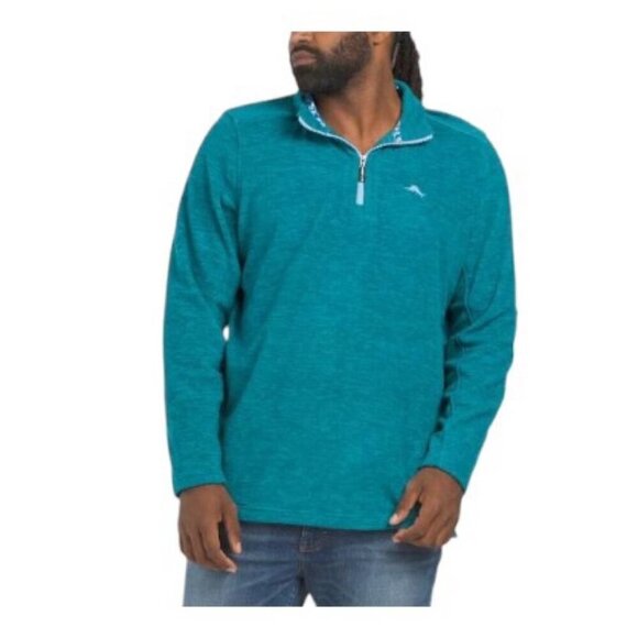 Tommy Bahama Mens Teal Big Tall Zip Up Fleece Pullover Sweatshirt Sz 3XL B New - Picture 1 of 10